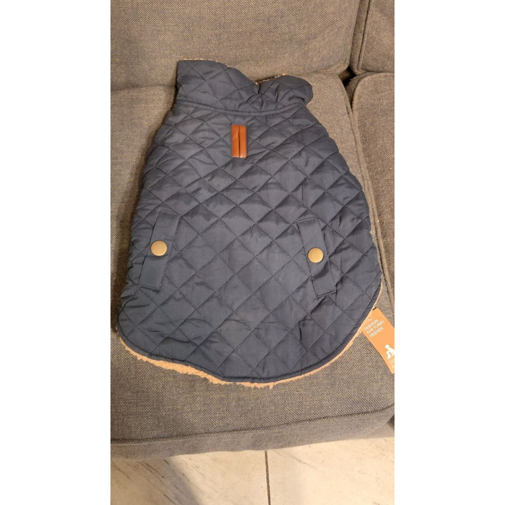 Unbranded Dog Quilted Reversible Vest XL Blue Tan